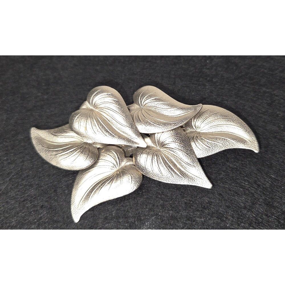 Vintage Silver Tone Leaf Cluster Brooch